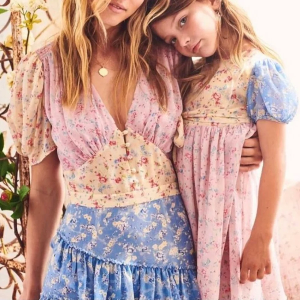 Loveshackfancy Bea Patchwork Floral Silk Mini Dress Floral Size 4 - Picture 3 of 12